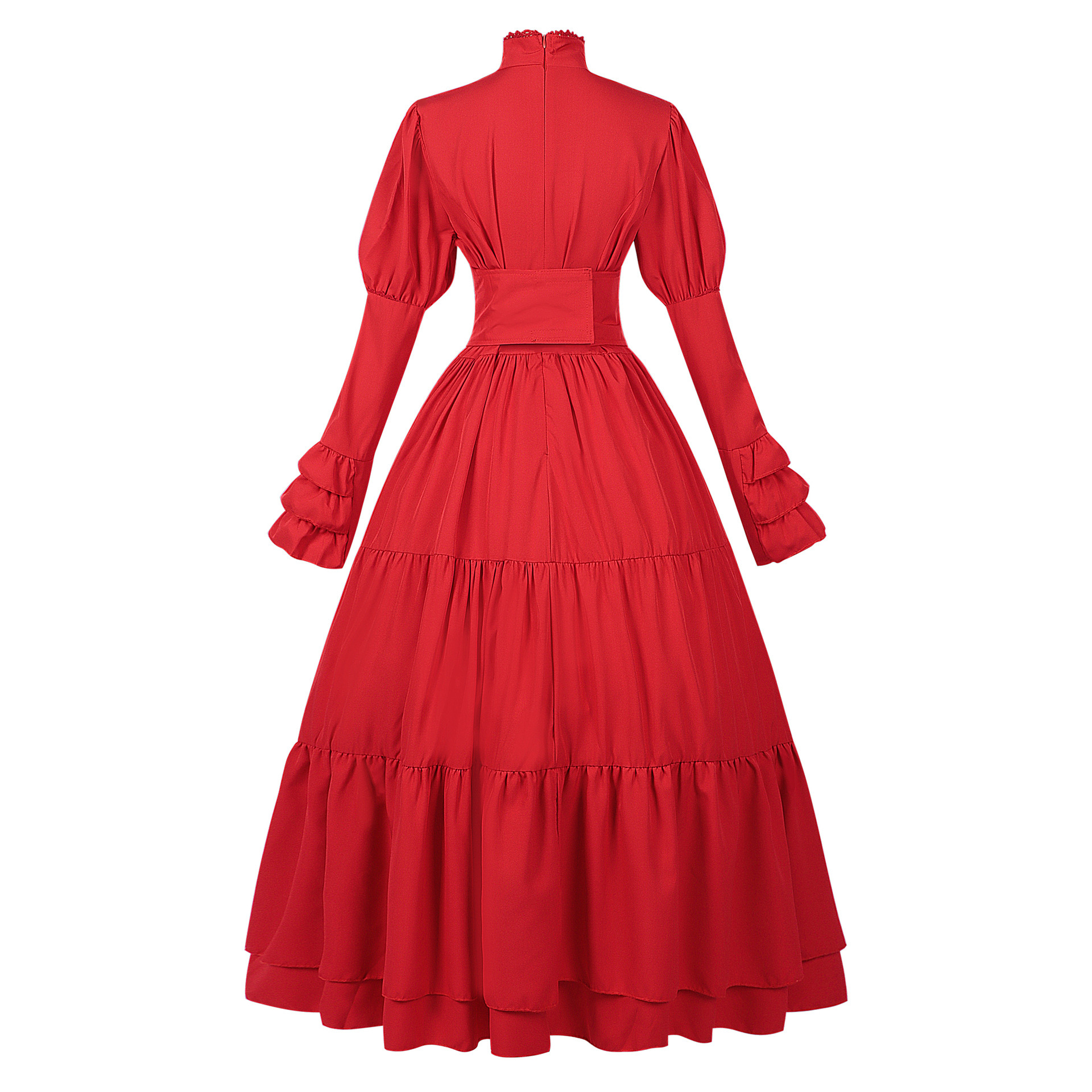 Womens Gothic Victorian Ball Gown - Long Sleeve Tiered Corset Dress